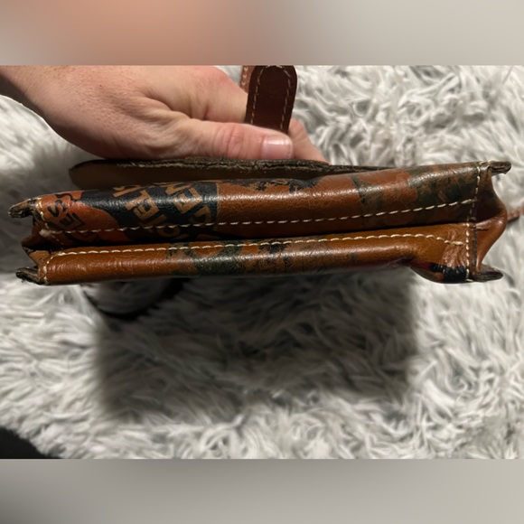 Patricia Nash Rustic Chestnut Leather Map Location Pattern Handbag - Picture 7 of 14